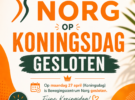 Koningsdag gesloten