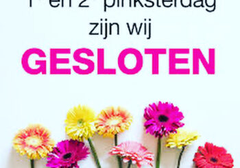 Pinksterdagen gesloten
