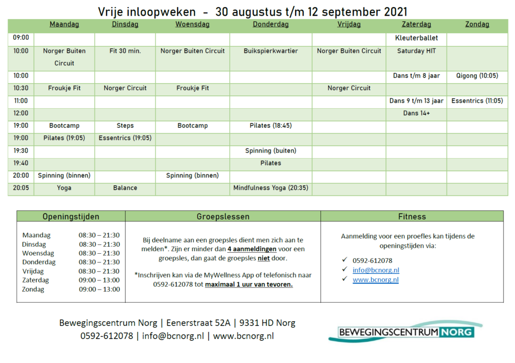 Vrije inloopweken